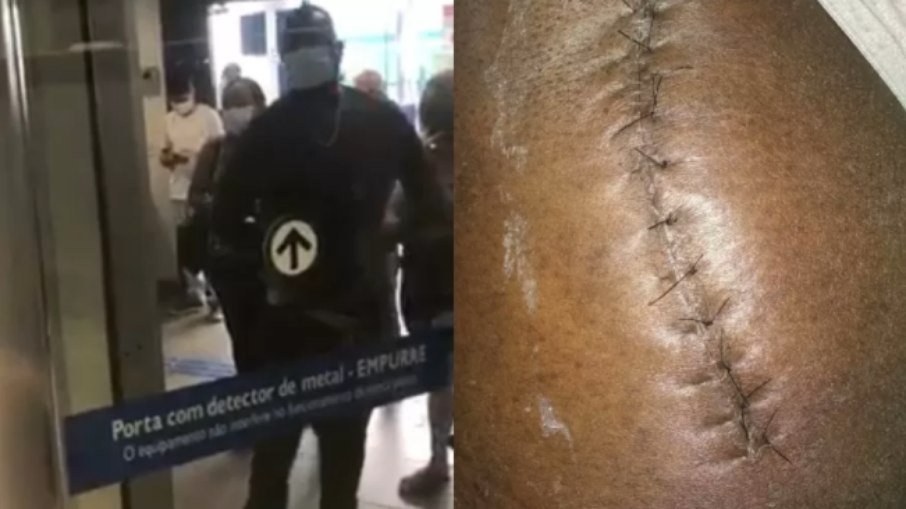 Homem precisou baixar as calças para poder entrar no banco