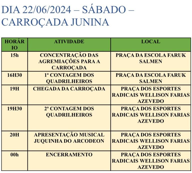 Programação do festival Jeca Tatu