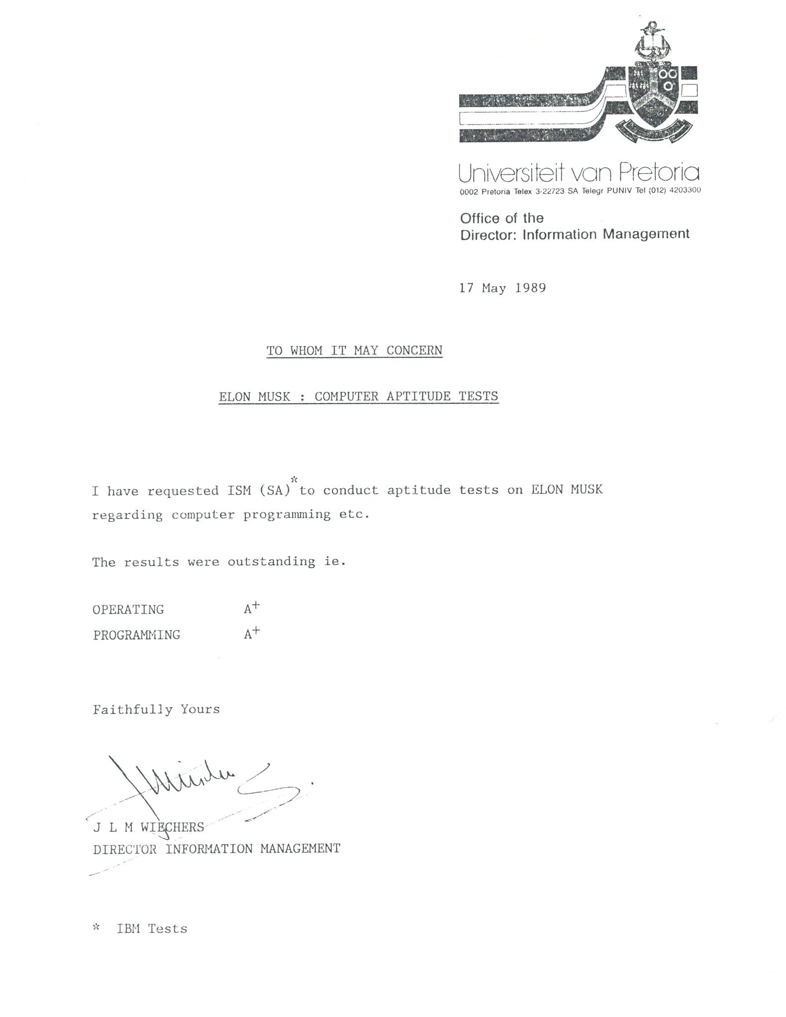 Elon Musk: mãe revela teste histórico de aptidão