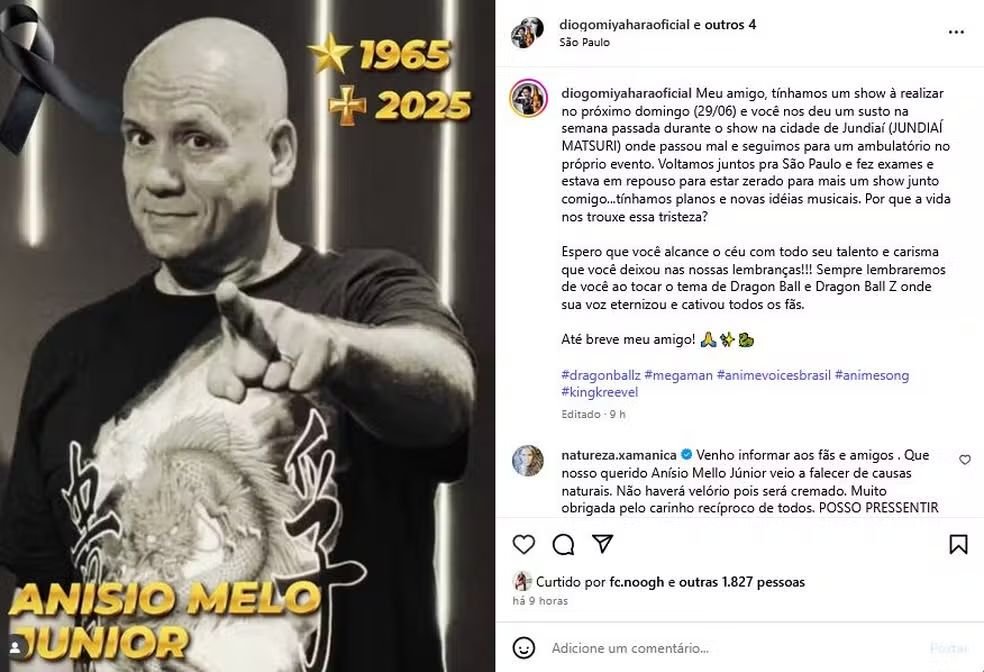 Morre Anísio Mello ícone das aberturas do anime Dragon Ball